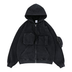 Oversize Multi Pocket Zip Up Hoddies