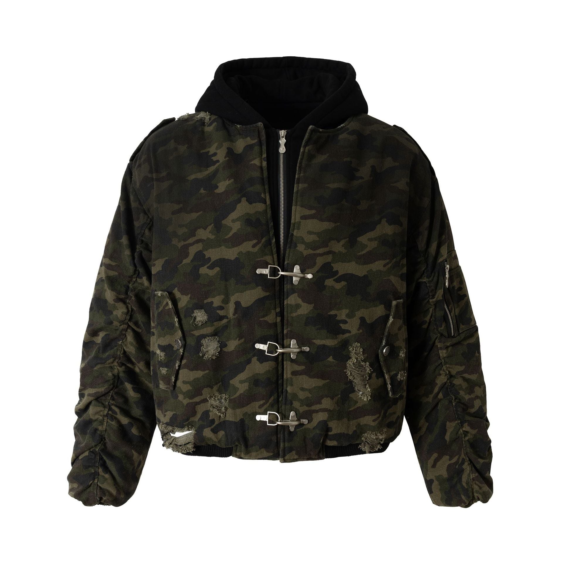 Army Green Hooded Layer Jacket