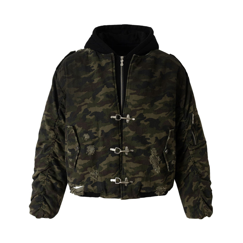 Army Green Hooded Layer Jacket
