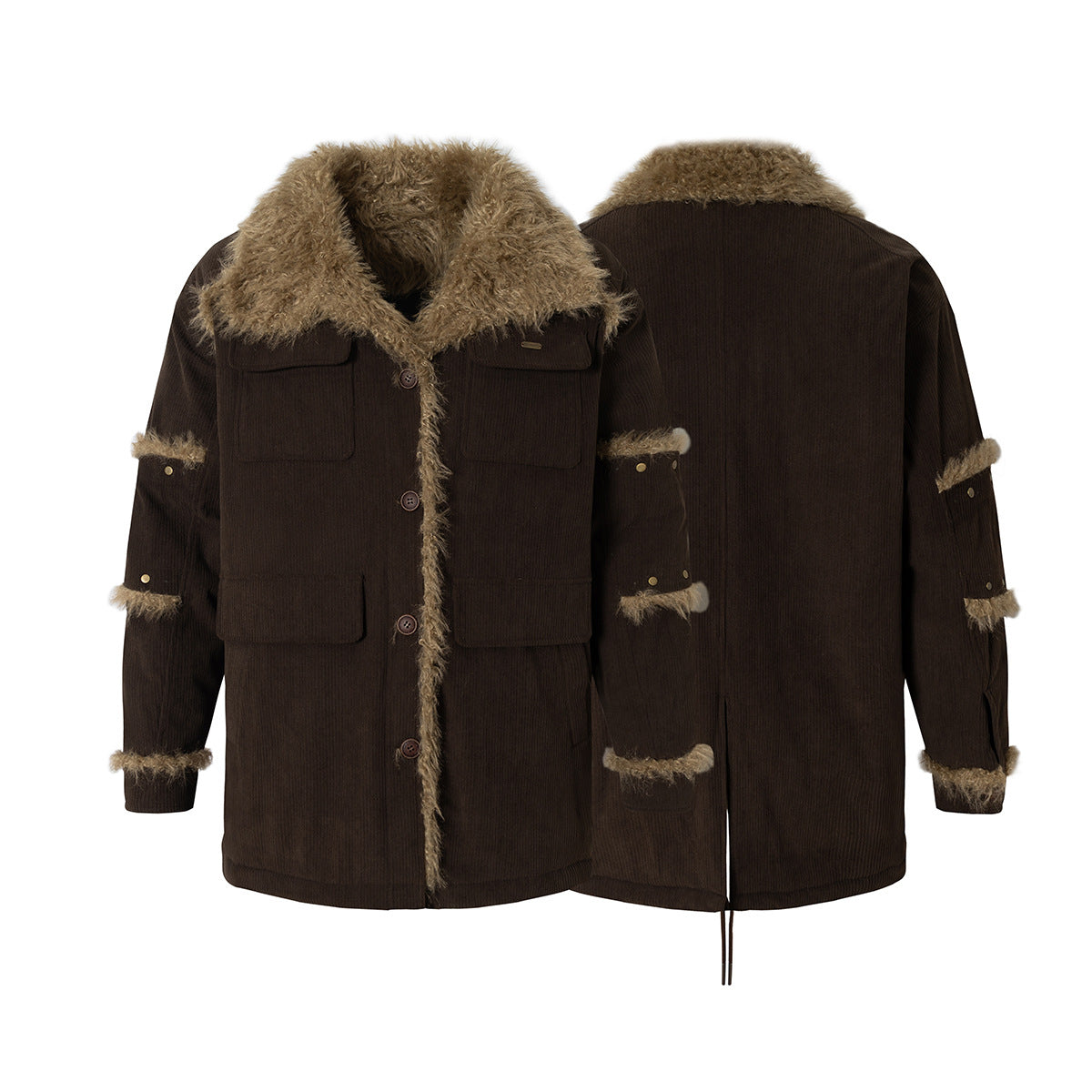 Brown Faux Fur Heavy Hunter Coat