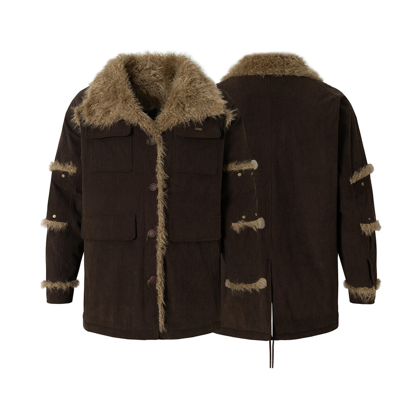 Brown Faux Fur Heavy Hunter Coat