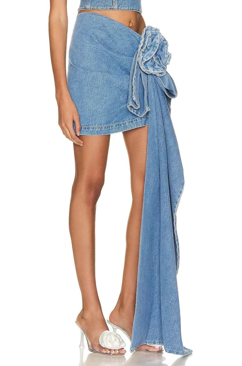 DENIM ROSE MINISKIRT
