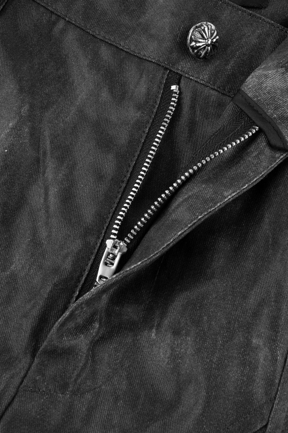 Pleated Wash Black Denim Pants