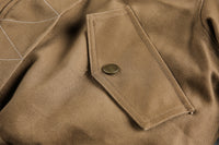 Brown Faux Fur Cropped Funnel Jacakets