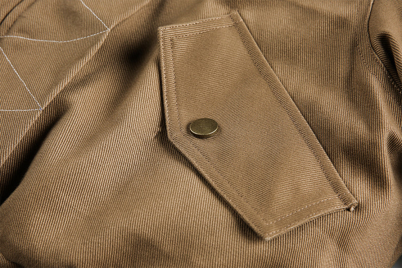 Brown Faux Fur Cropped Funnel Jacakets