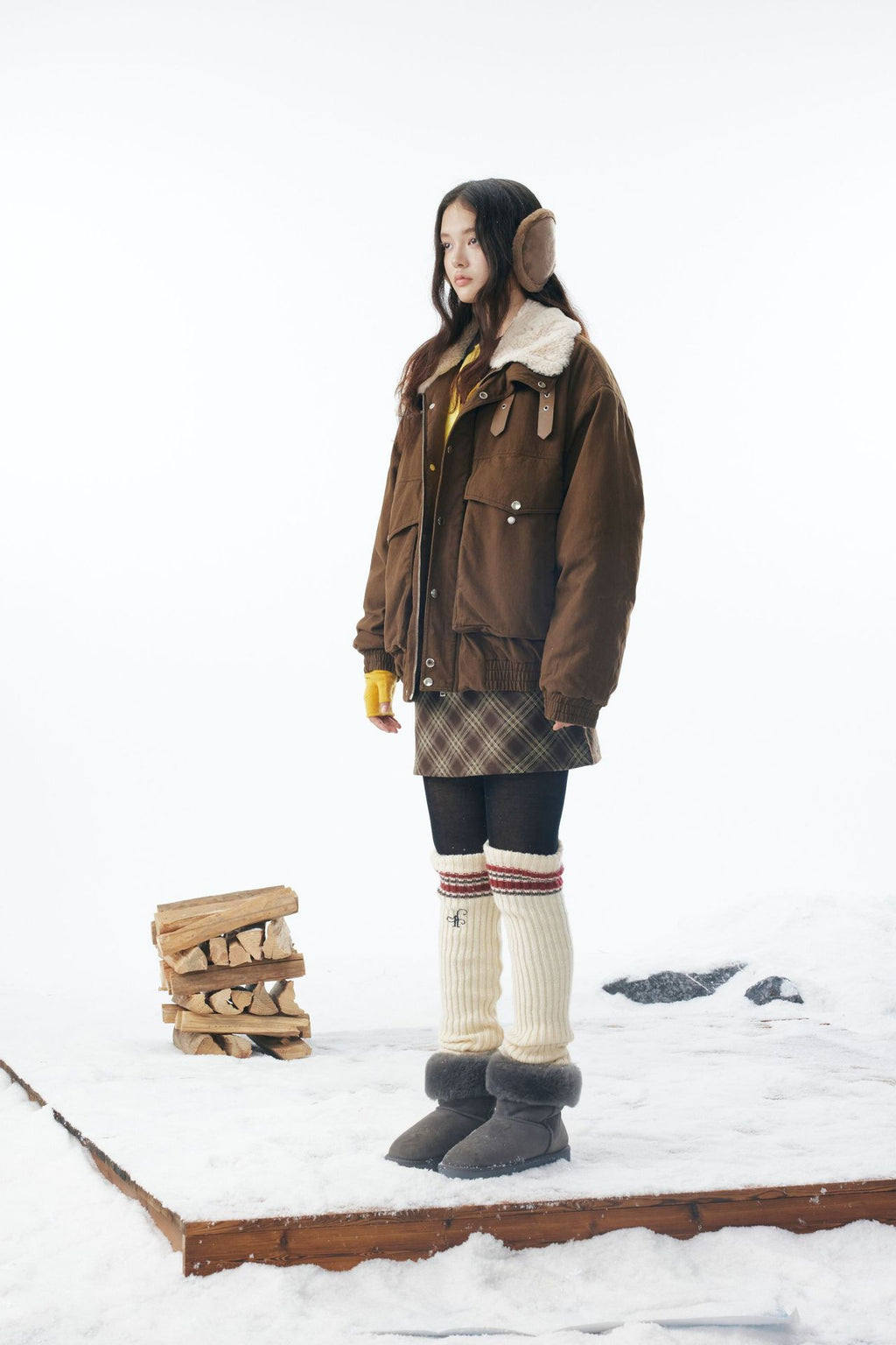 Brown Fleece Neck Funnel Hunter Jackets