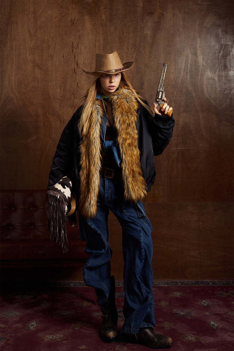 Oversize Faux Fur Flight Bomber Jacket