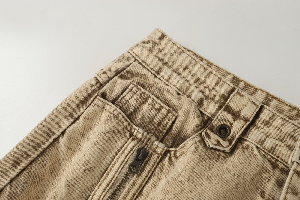 Baggy Curved Biker Denim Pants