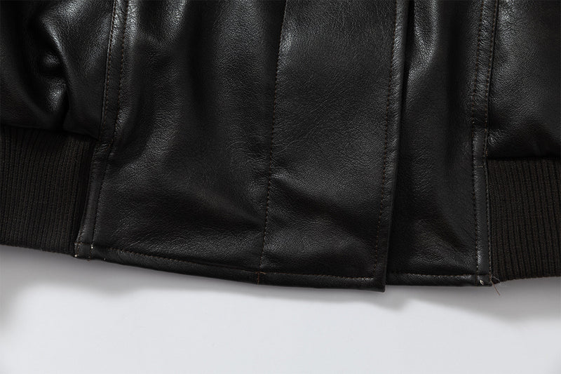 Oversize Fleece Lining Faux Leather Flight Bomber Jacket