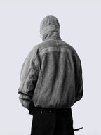 Grey Masked Hooded Zip-Up Jackets