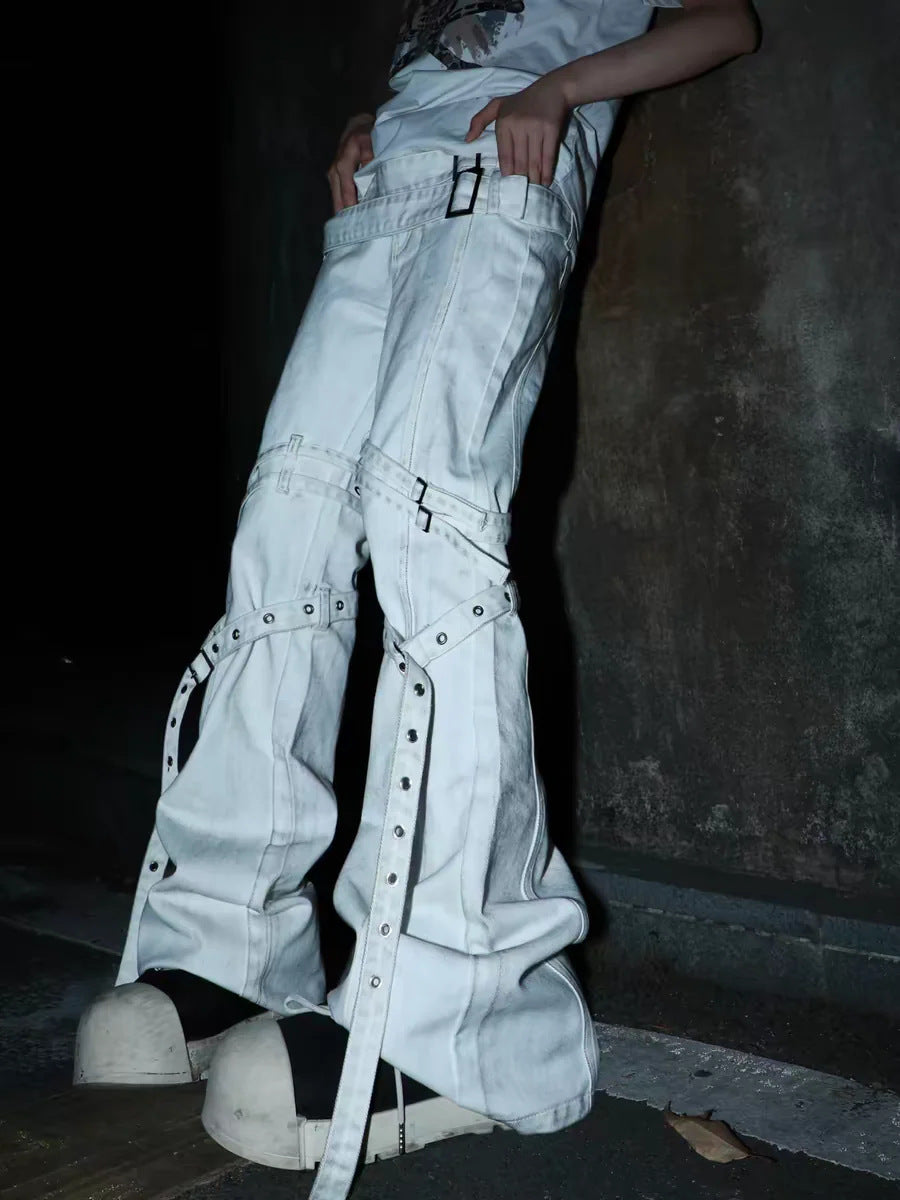 White Punk Bondage Pants