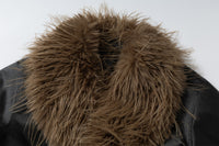 Fleece Lining Faux Fur Over Biker Jacket