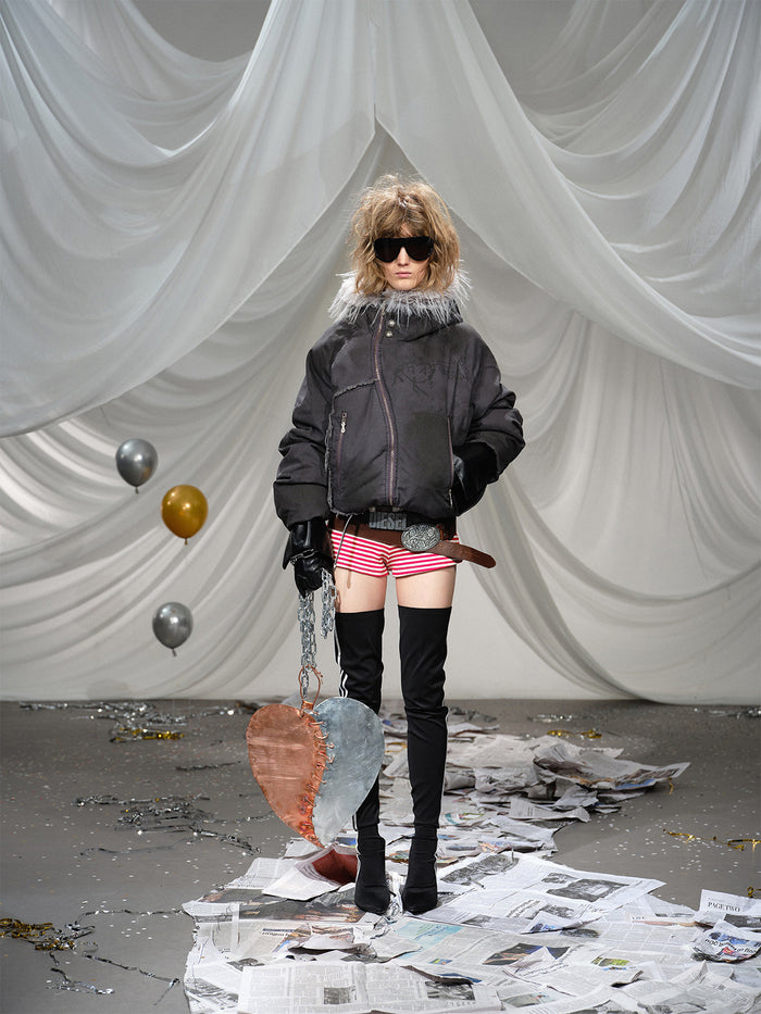 Asymmetrical Zip Hooded Jacket