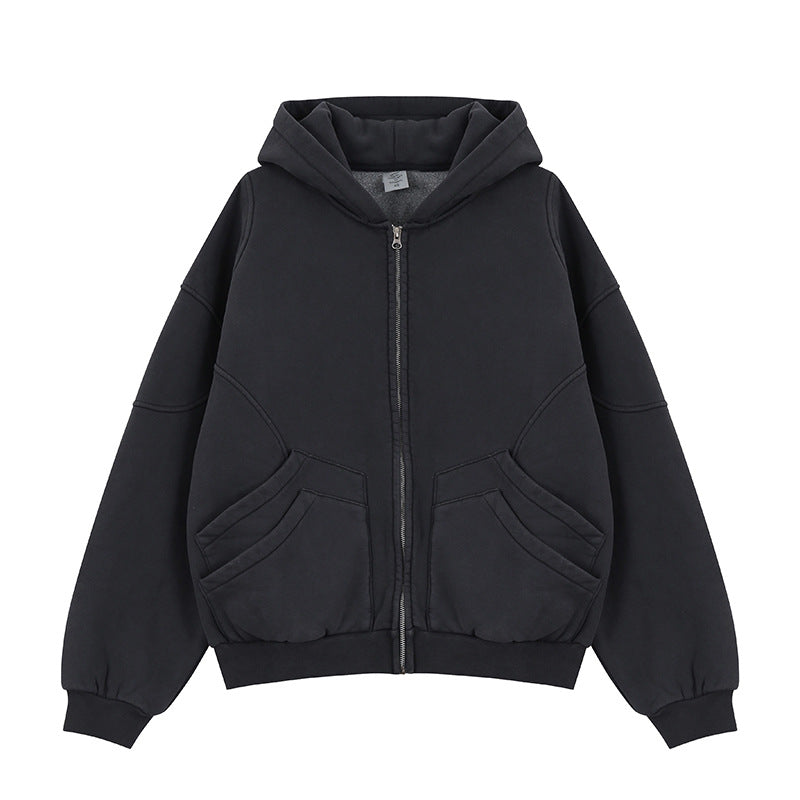 Oversized Double Pocket Zip Up Hoodies