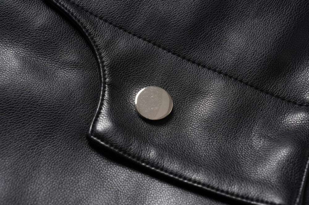 Faux Leather W Zip-up Jacket