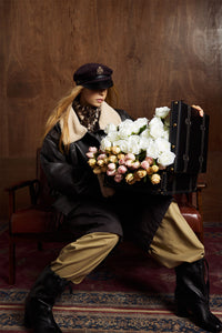 Oversize Fleece Lining Faux Leather Flight Bomber Jacket