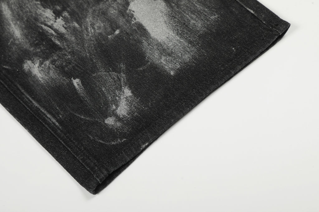 Brushed Black Studded Denim Pants