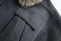 Grey Detachable Faux Fur Neck Hiking Jacket