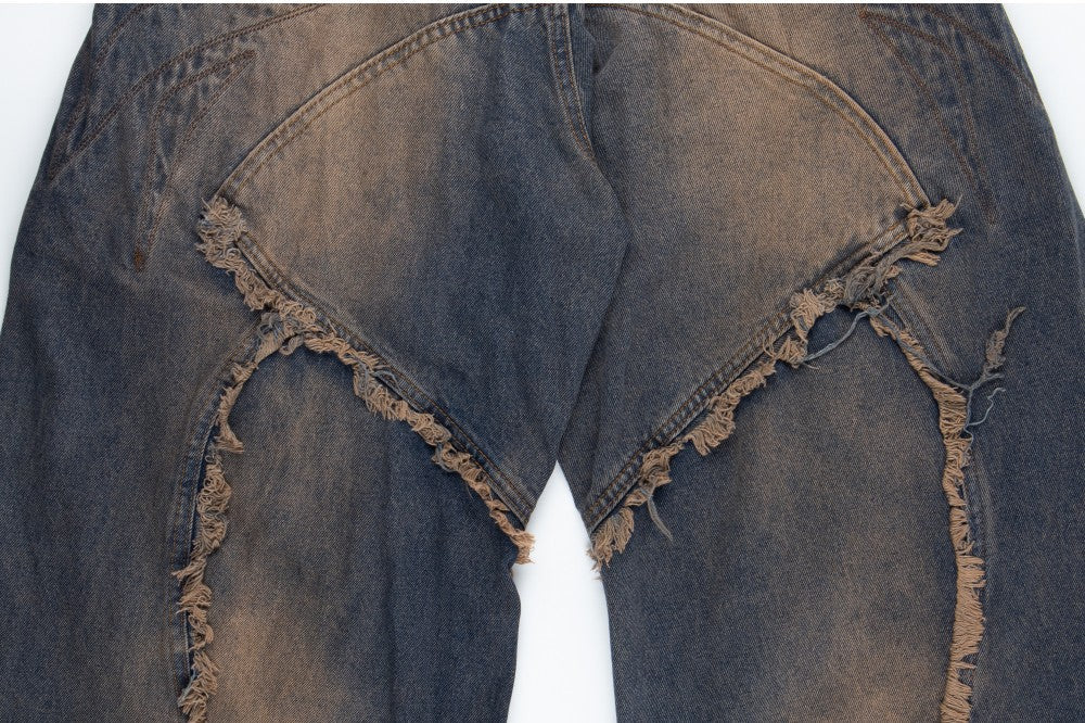 Heavy Wash Distressed Denim Pants