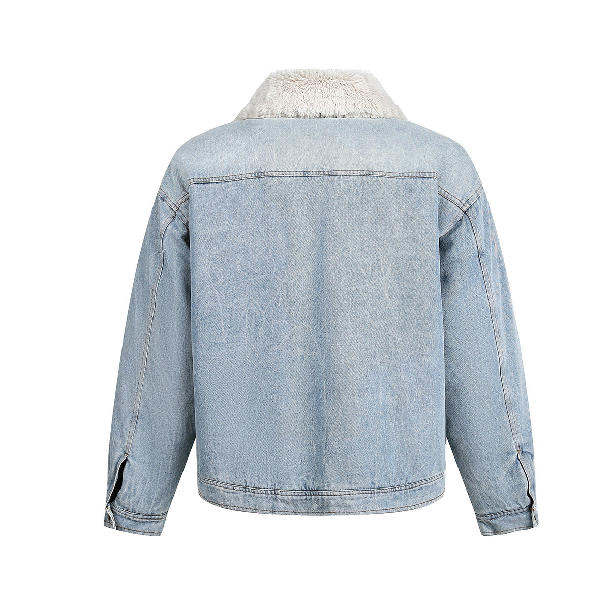 Miu Fleece Lapel Denim Jacket