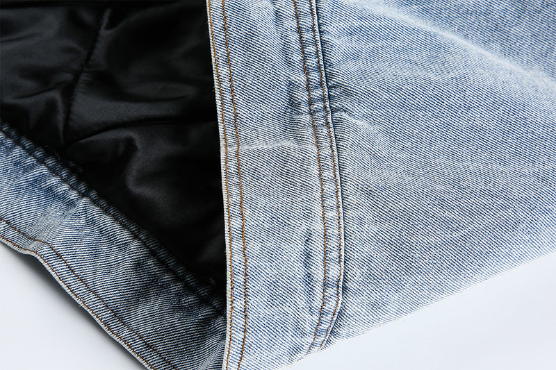 Miu Fleece Lapel Denim Jacket