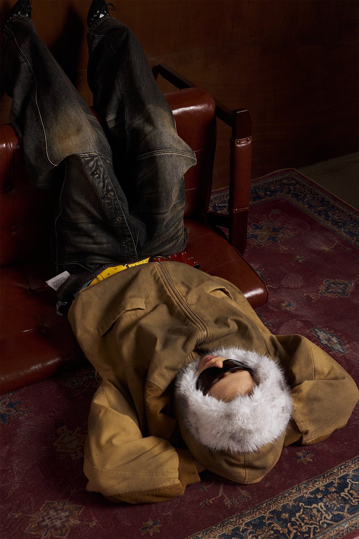 Patched Faux Fur Hooded Flight Zip-up Bomber