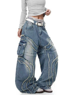 Baggy Curved Wave Denim Jeans