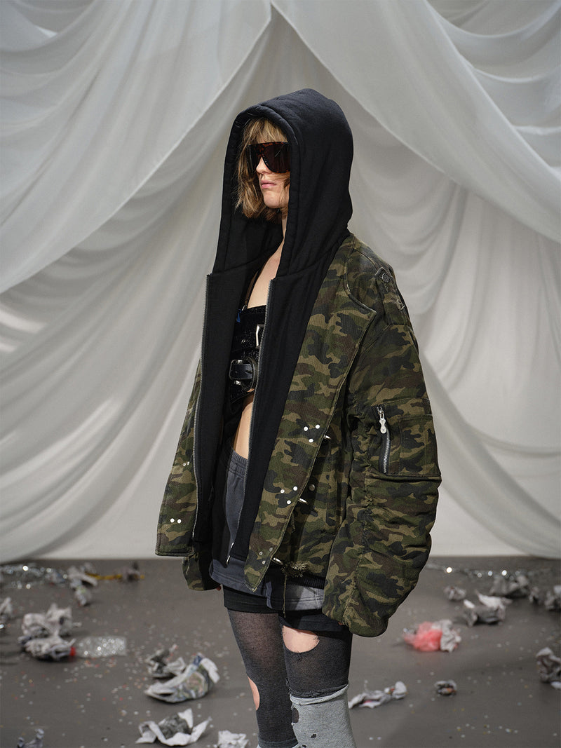Army Green Hooded Layer Jacket