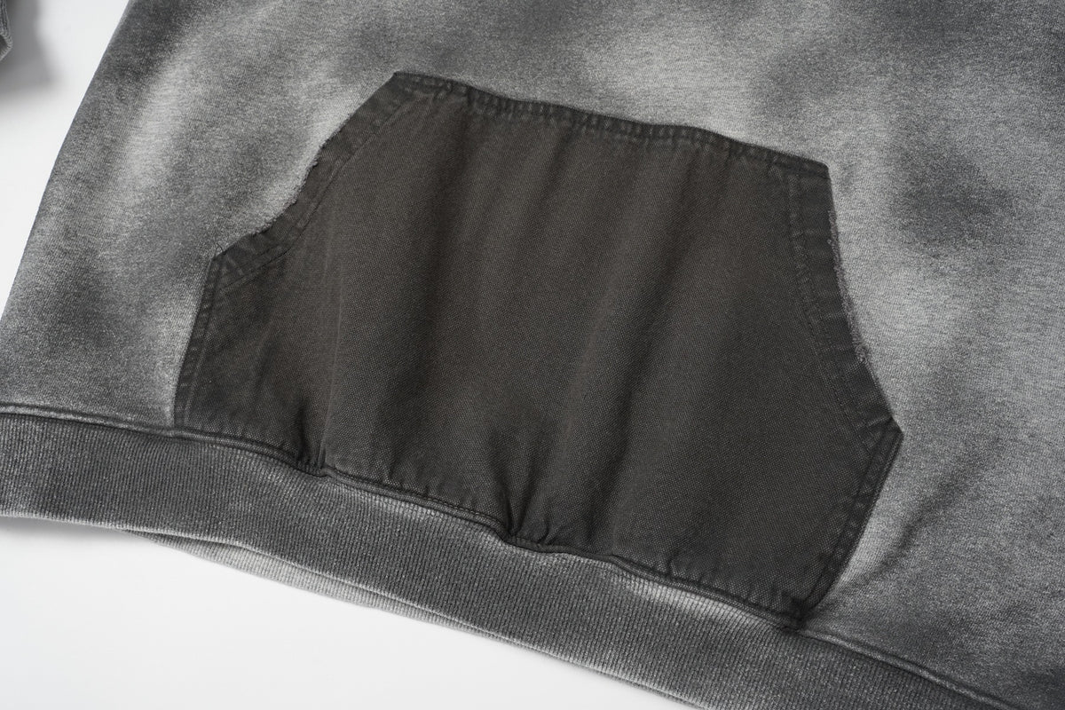 Patched Distressed Hoddie