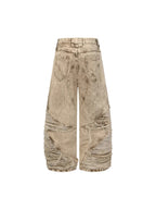 Baggy Curved Biker Denim Pants