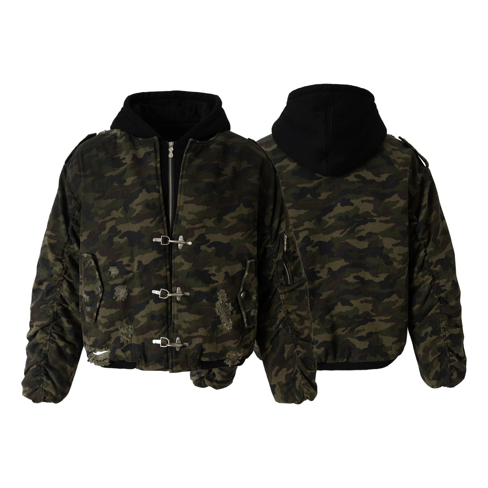 Army Green Hooded Layer Jacket