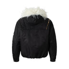 Leopard Fleeced Faux Fur Hooded Flight Jackets