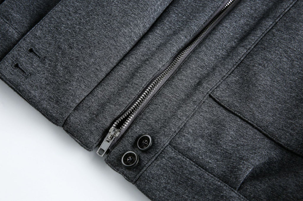 Grey Detachable Faux Fur Neck Hiking Jacket