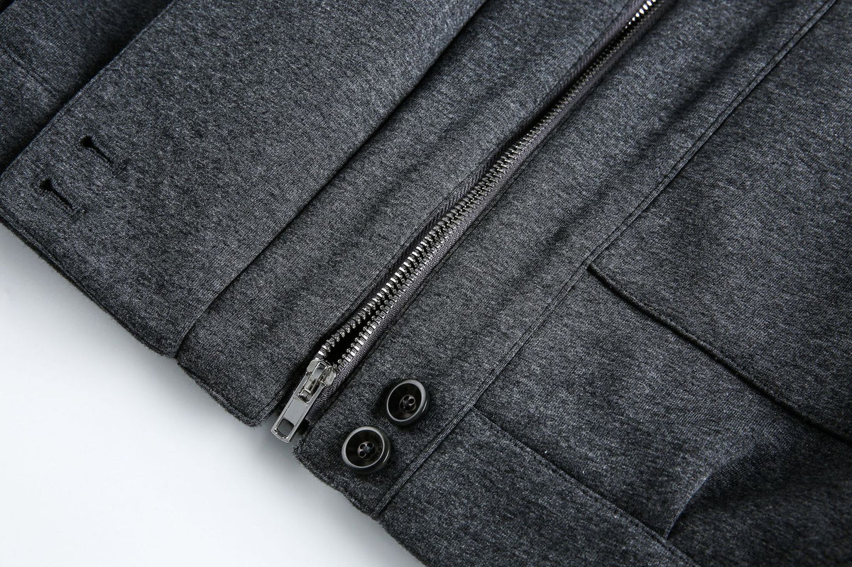 Grey Detachable Faux Fur Neck Hiking Jacket