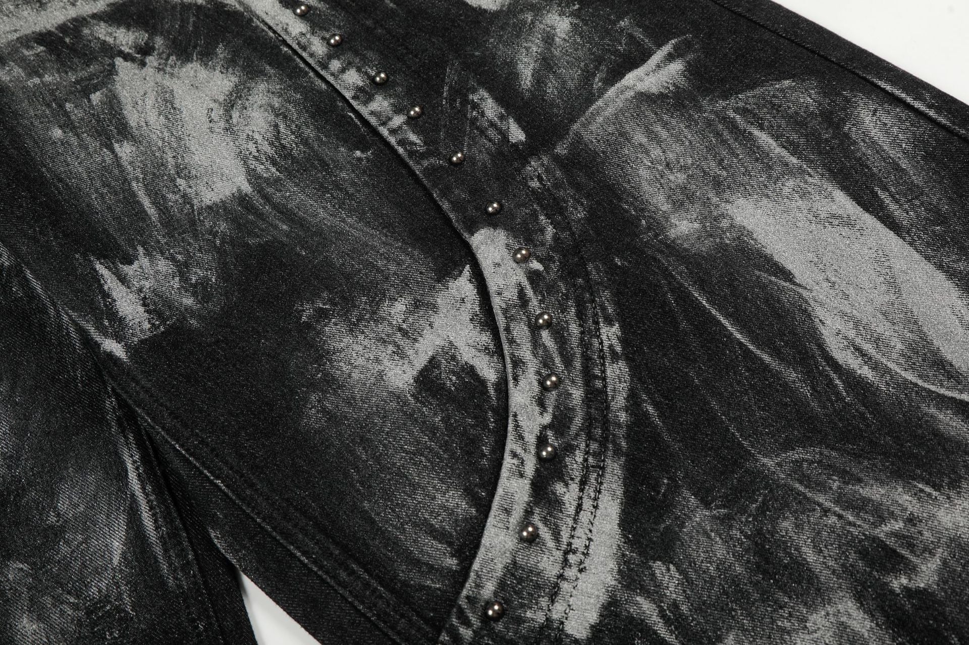 Brushed Black Studded Denim Pants