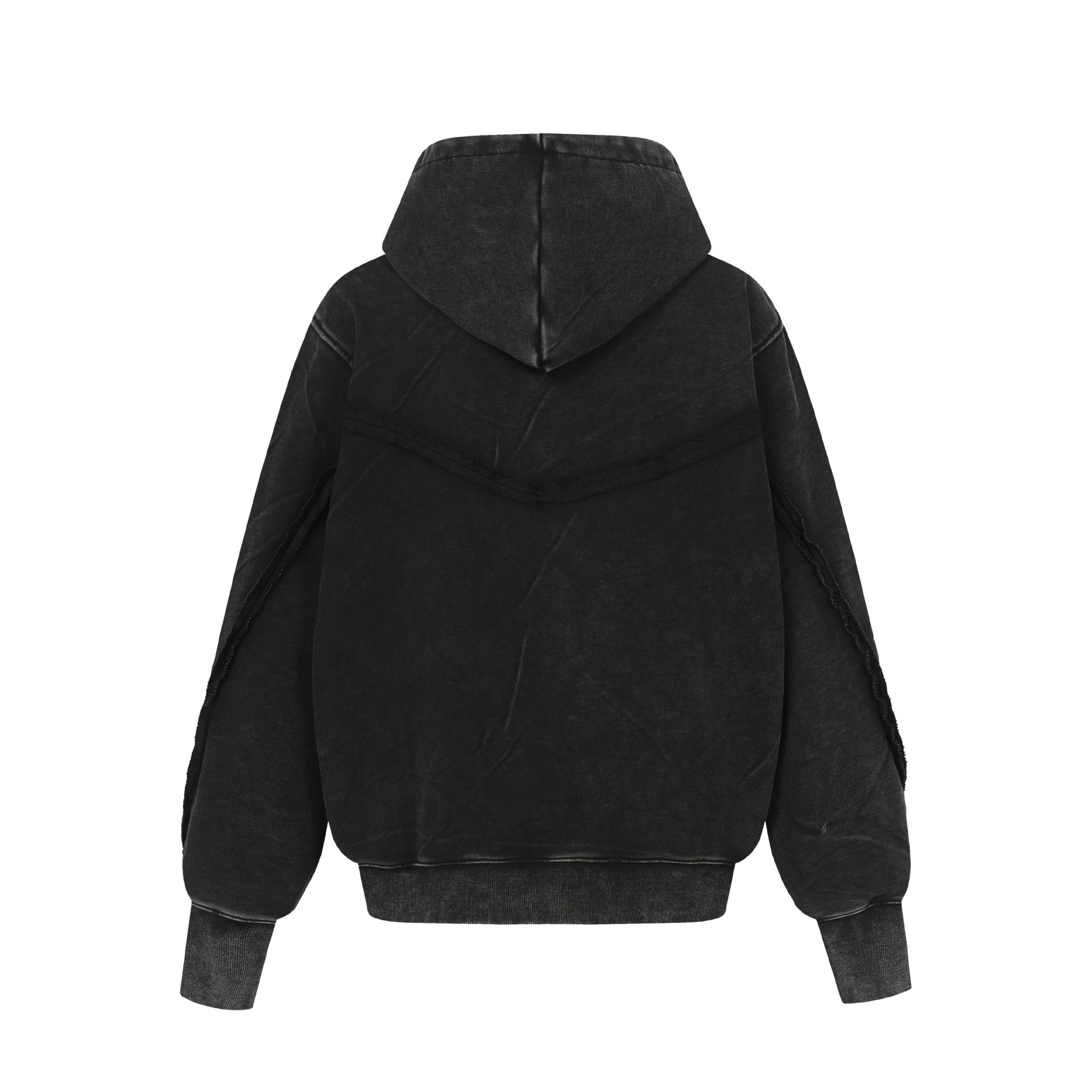 Symmetrical Distressed Zip Up Hoodie