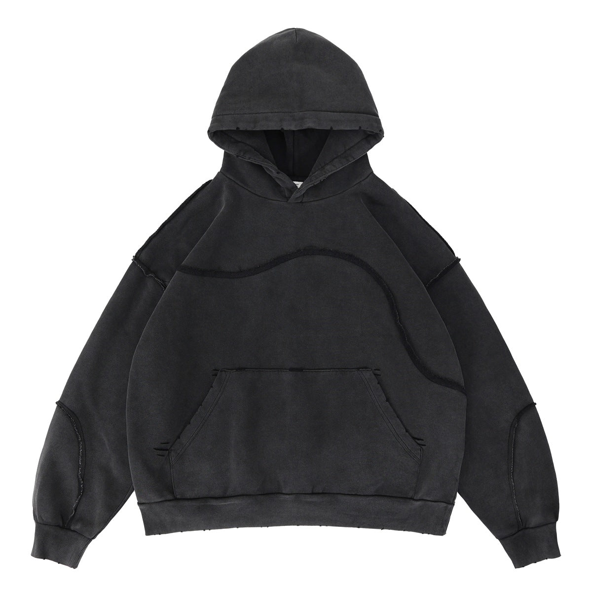 Oversized Distressed Wave Hoodie