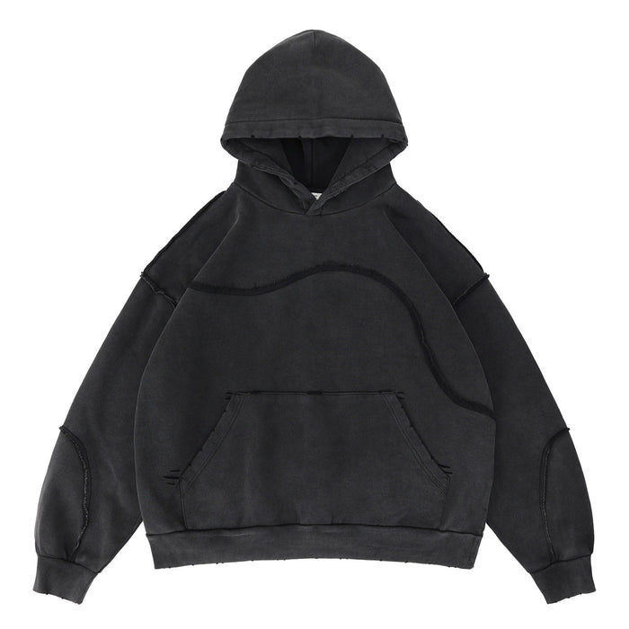 Oversized Distressed Wave Hoodie