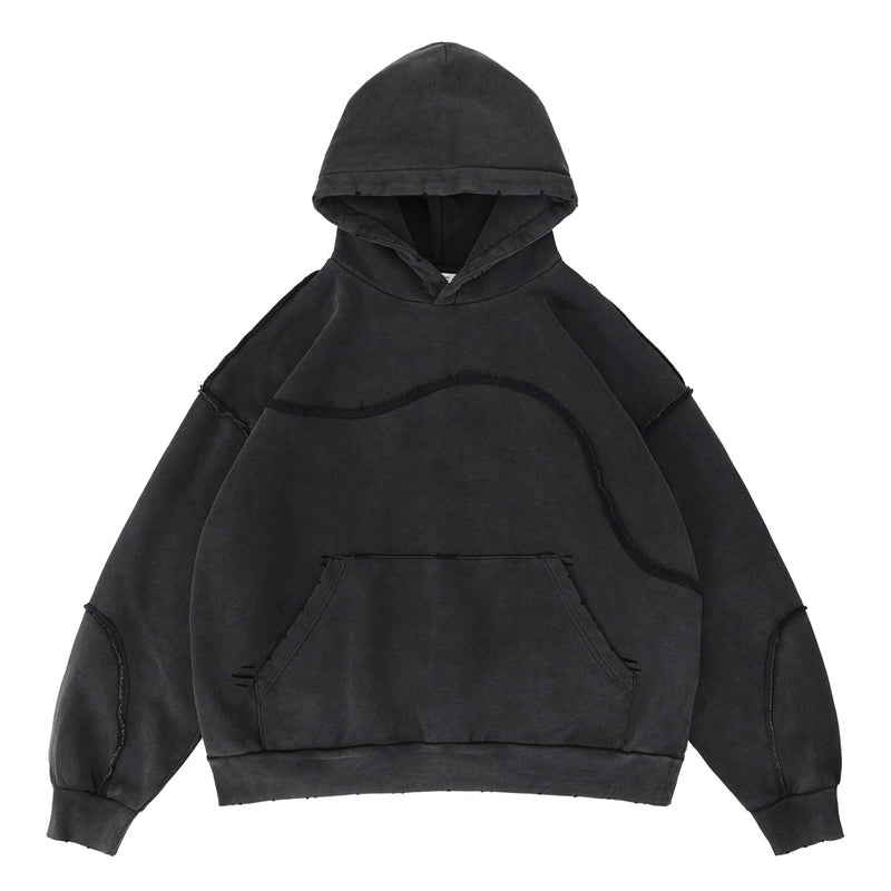Oversized Distressed Wave Hoodie