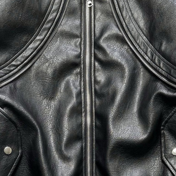 Faux Leather Flight Pocket Bomber