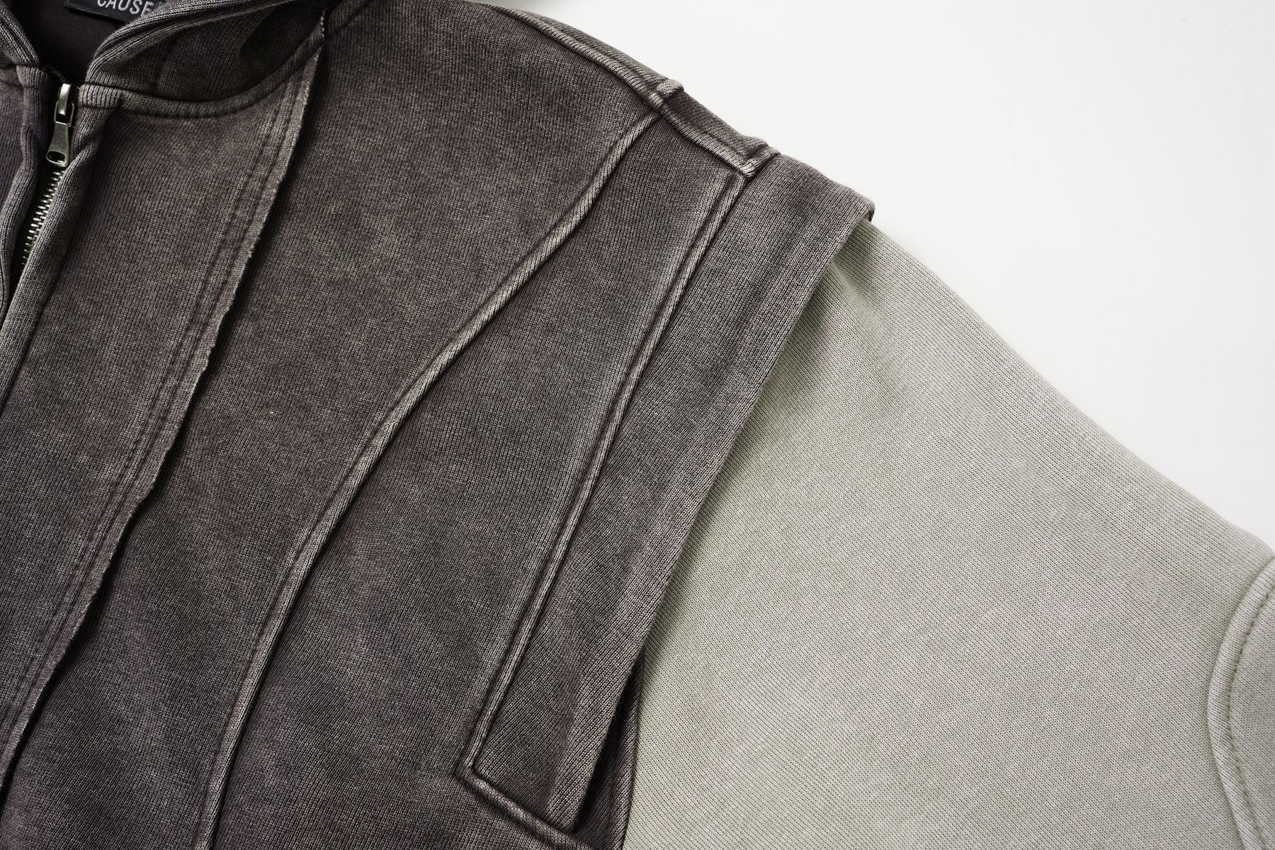 Splited Washed Zip-up Hoodie