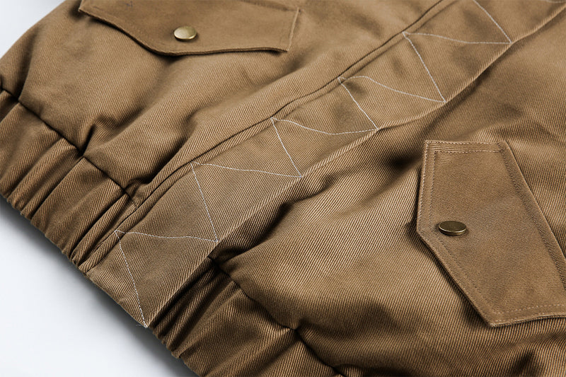 Brown Faux Fur Cropped Funnel Jacakets