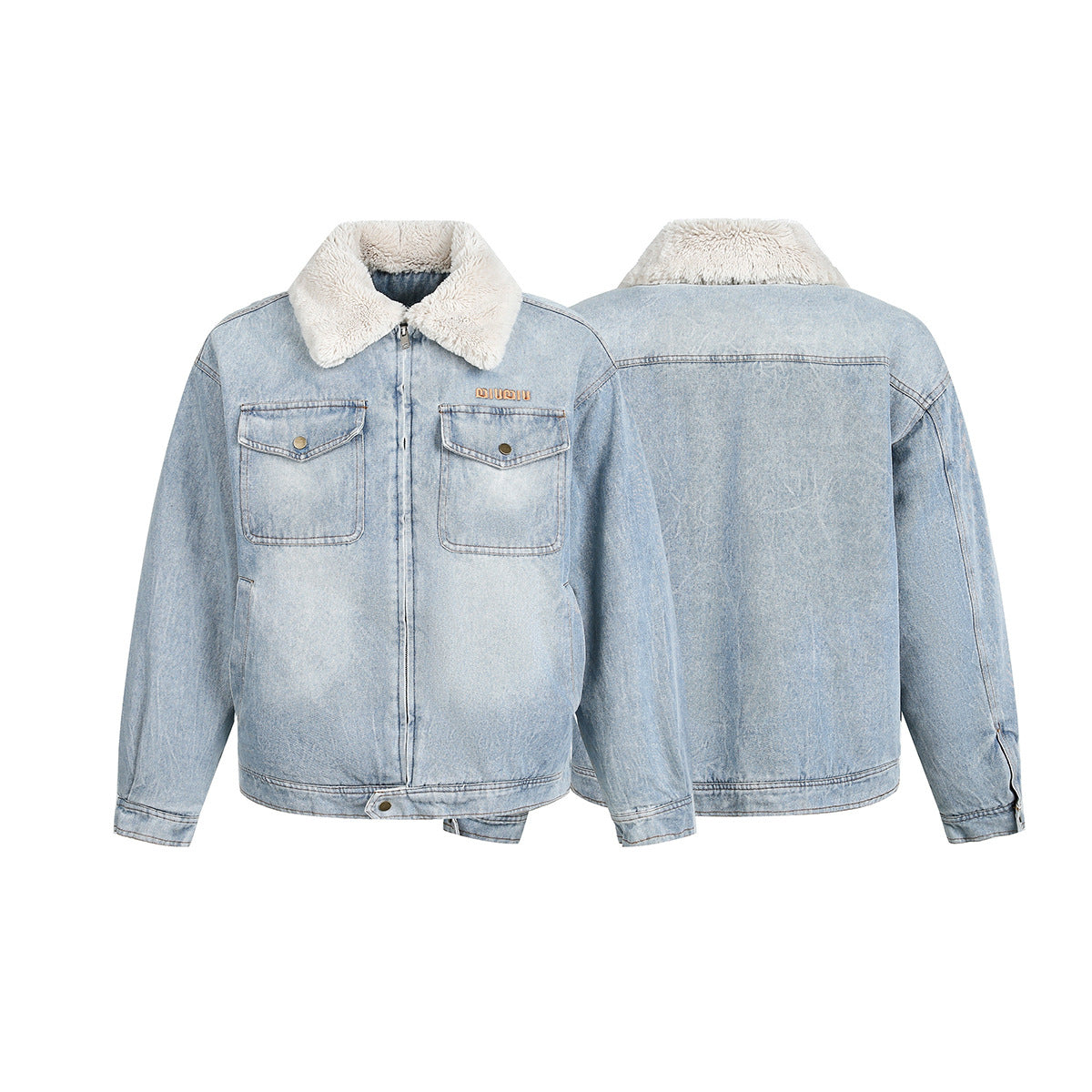 Miu Fleece Lapel Denim Jacket