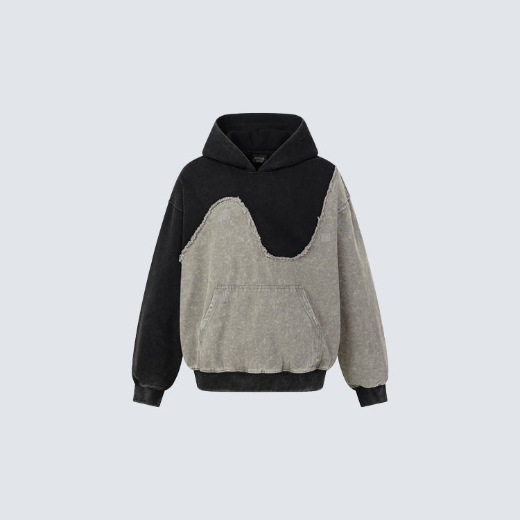 Curved Distressed Hoodie