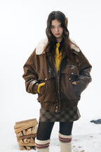 Brown Fleece Neck Funnel Hunter Jackets