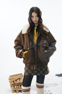 Brown Fleece Neck Funnel Hunter Jackets