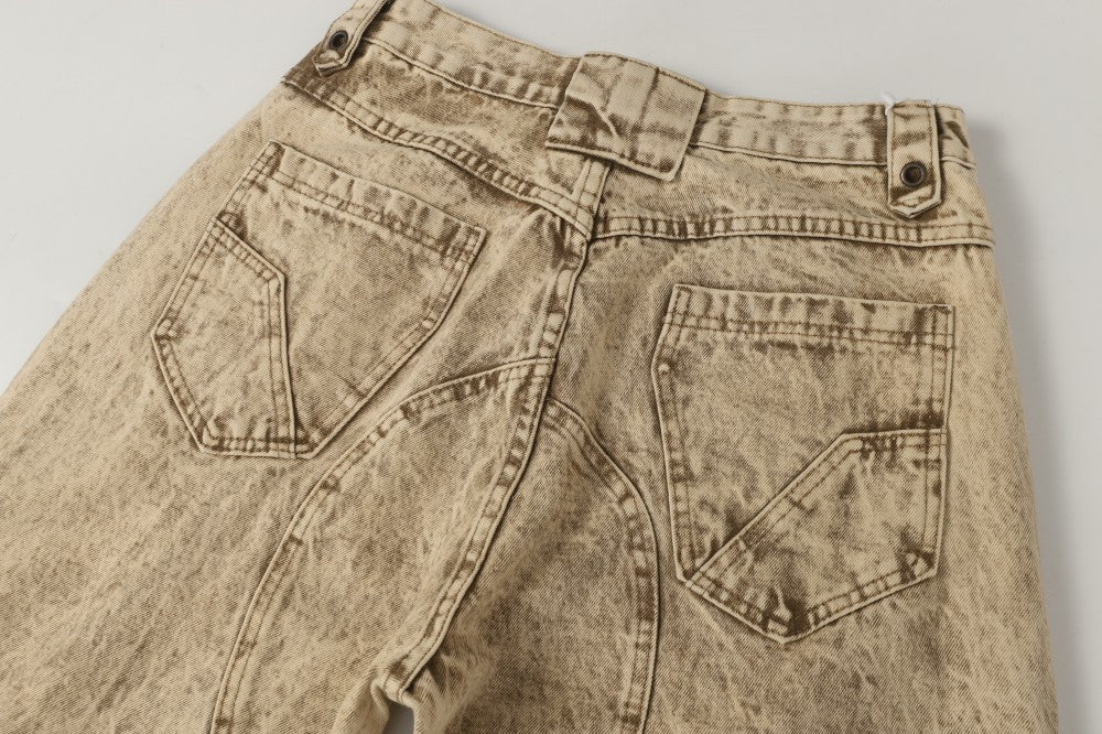 Baggy Curved Biker Denim Pants