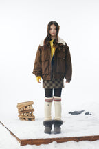 Brown Fleece Neck Funnel Hunter Jackets