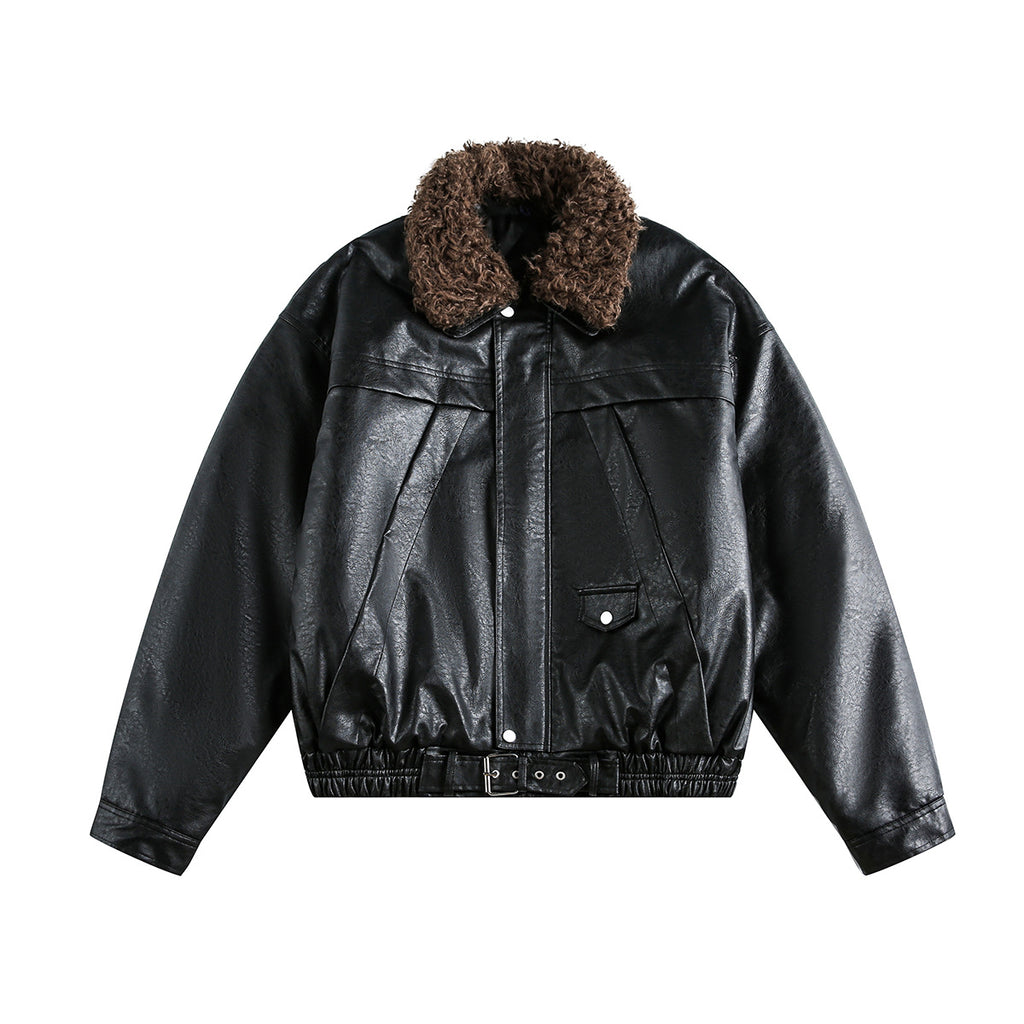 Detachable Fleece Neck Oversized Flight Bomber Jacket