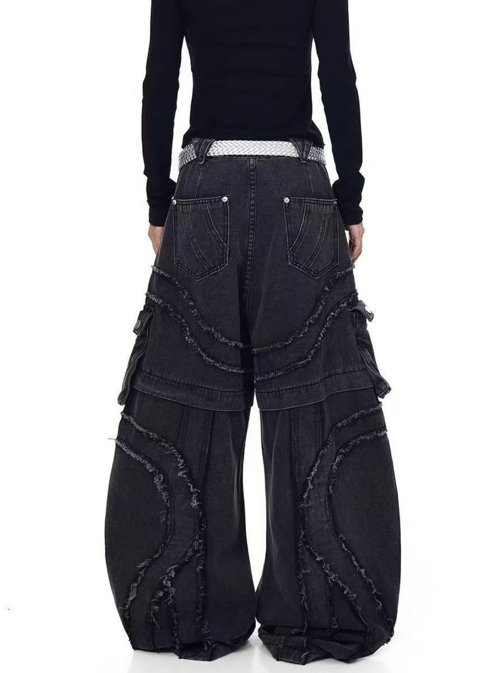 Baggy Curved Wave Denim Jeans